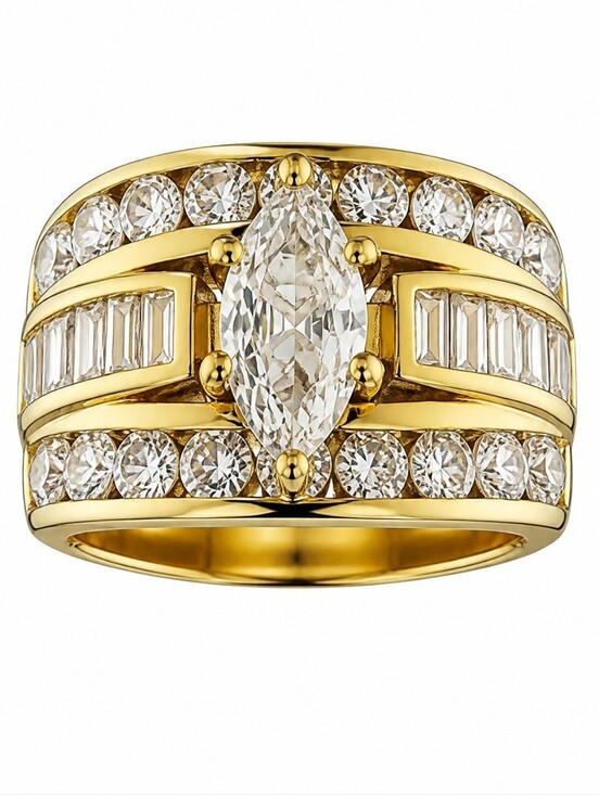 sassified boutique Jewelry - Sassified Boutique Nwt Gold Marquise-Center Pave Diamond Band - Women's Jewelry